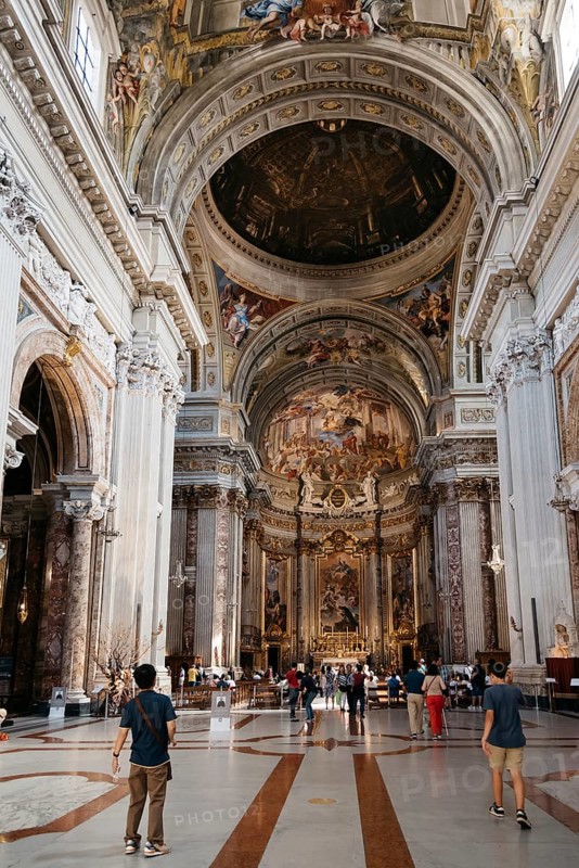 Rome, Italy, August 18, 2016: Interior view of church of St. Ignatius of Loyola. It is a Roman Catholic titular church dedicated to Ignatius of Loyola, the founder of the Society of Jesus. Built in Baroque style, Europe