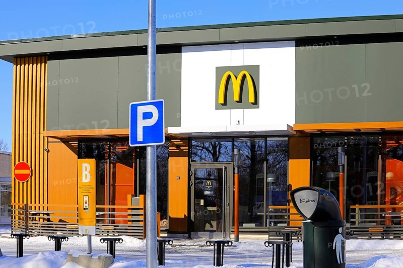 McDonalds fast food restaurant in Salo, Finland. March 12, 2023. McDonald's is the world's largest fast food restaurant chain