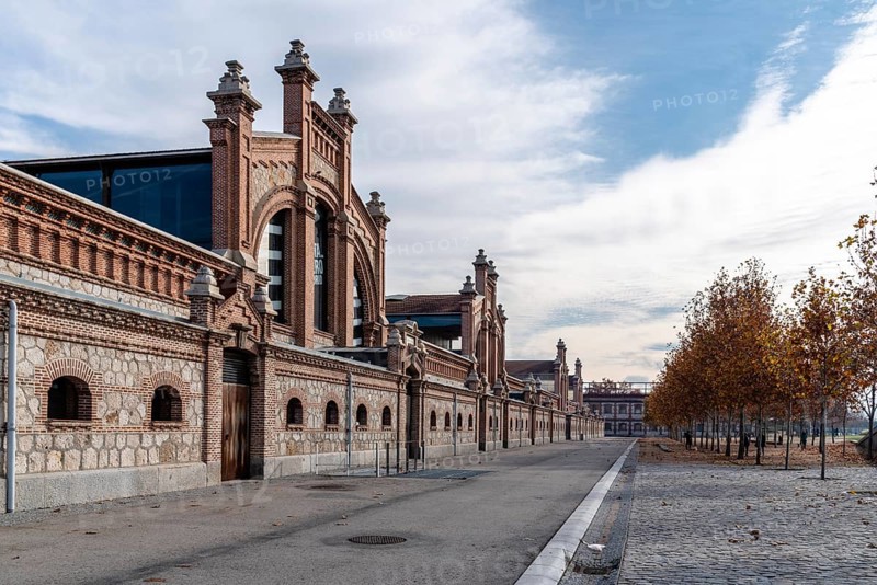 Madrid, Spain, December 9, 2019: Matadero cultural center in Madrid Rio. Matadero Madrid is a former slaughterhouse in the Arganzuela district, which has been converted to arts centre, Europe