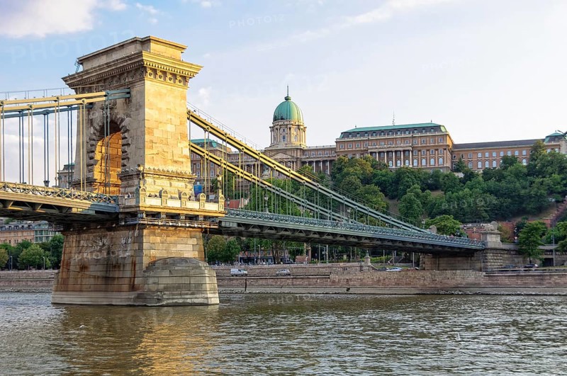 Buda Castle over the River Danube and the Chain Bridge, Budapest, Hungary, Europe