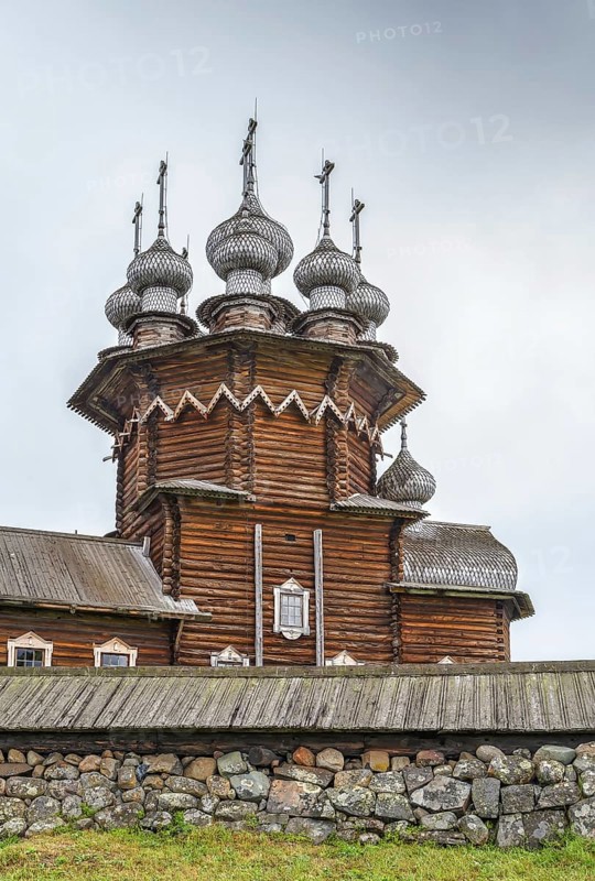 Historical site dating from the 17th century on Kizhi island, Russia. Church of the Intercession of the Virgin