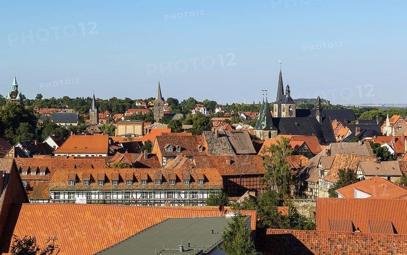 Panorama of Quedlinburg, Germany. Quedlinburg is a town located north of the Harz mountains. In 1994 the medieval court and the old town was set on the UNESCO world heritage list