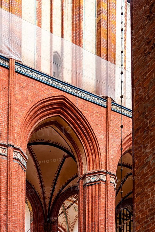 Wismar, Germany, August 2, 2019: Church of St. Nicholas. Interior view, Europe