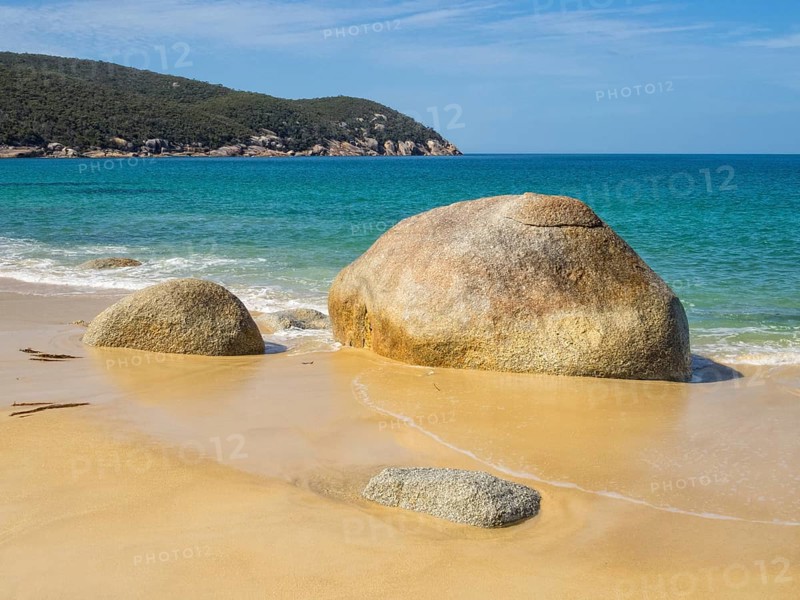 Granite boulders on the beach in North Waterloo Bay, Wilsons Promontory, Victoria, Australia, Oceania