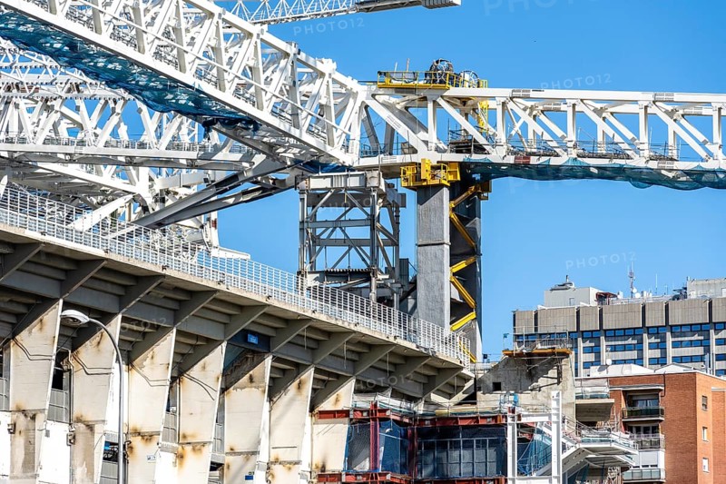 Madrid, Spain, September 12, 2021: Santiago Bernabeu Real Madrid Stadium under renovation. Construction works, Europe