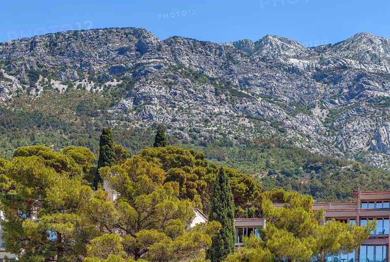 View of the mountains on the Adriatic coast in the Brela region, Croatia, Europe