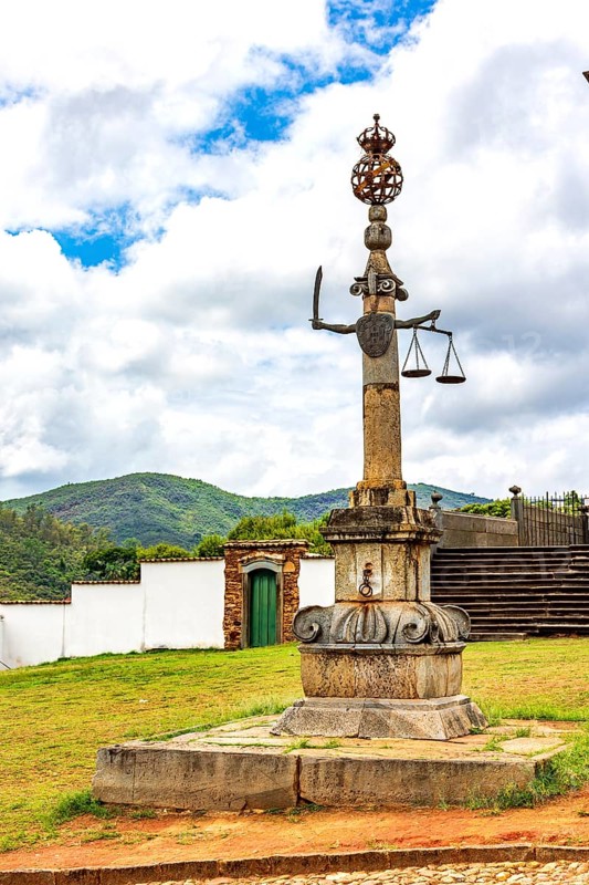 Old brazilian pillory from the 18th century where slaves were chained for punishment in the historic city of Mariana, Minas Gerais
