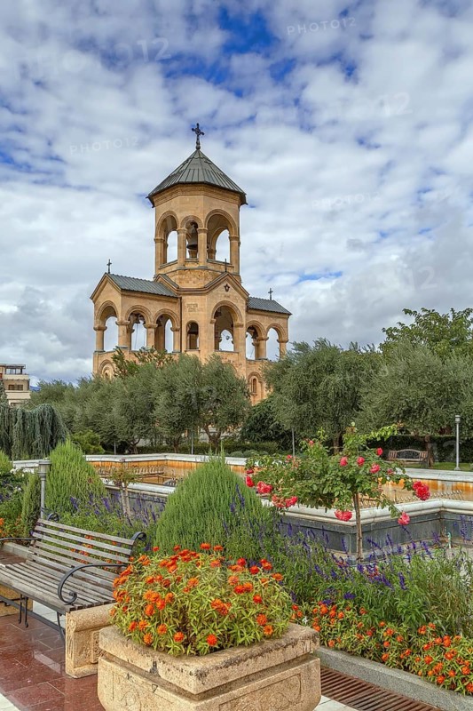 Bell tower on the territory of Holy Trinity Cathedral of Tbilisi, Georgia, Asia