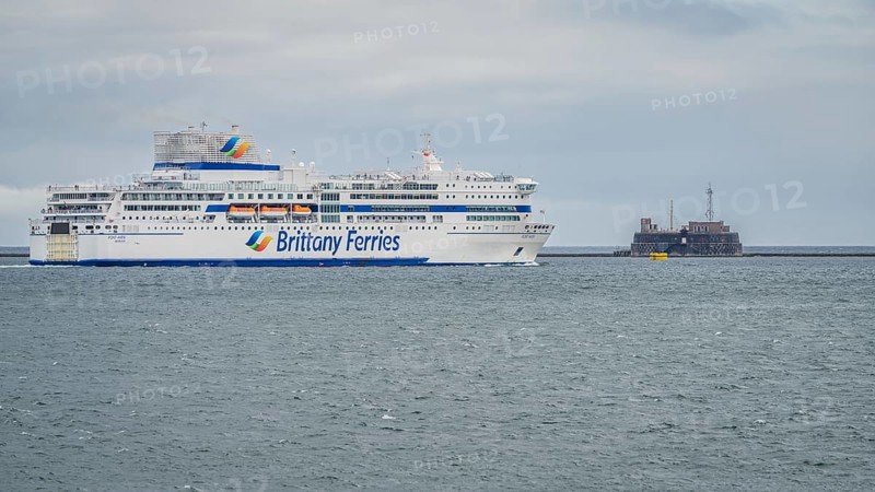 Plymouth, Devon, England, UK, May 25, 2022: Brittany Ferries Pont-Aven leaving Plymouth Harbour