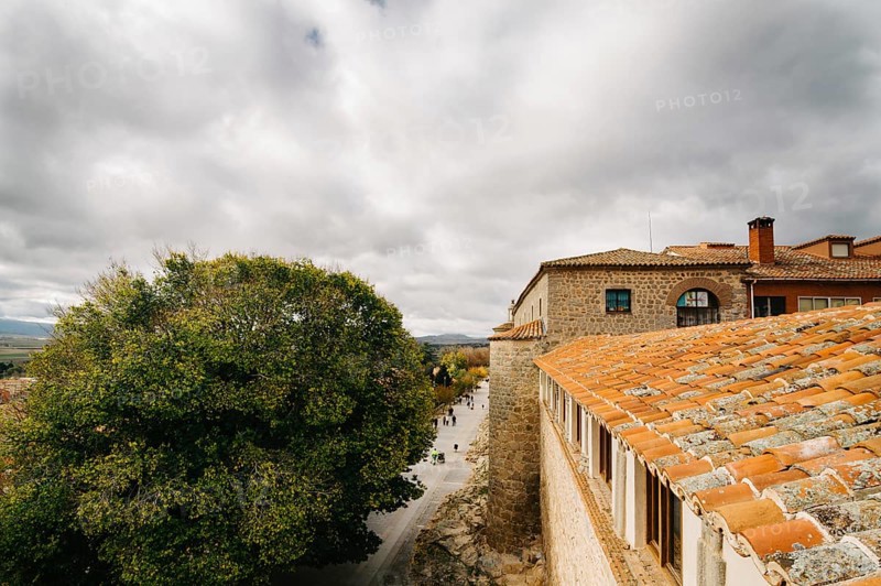 Avila, Spain, November 11, 2014: The Medieval Walls of Avila. The old city and its extramural churches were declared a World Heritage site by UNESCO, Europe
