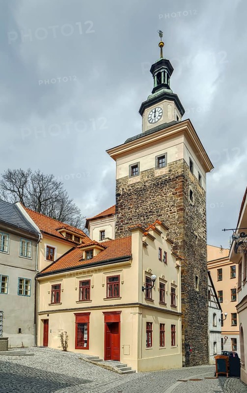 Black tower was part of lower castle in Loket, Czech republic