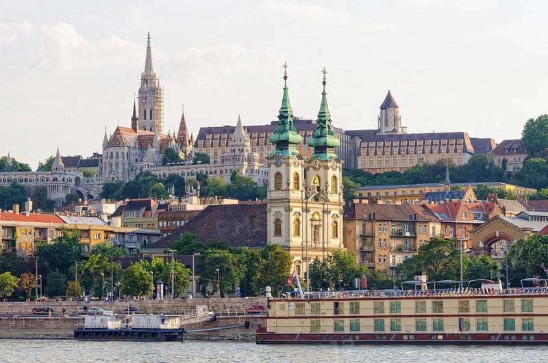 St Anne Church on Batthyany Square and Matthias Church on the Castle Hill, Budapest, Hungary, Europe