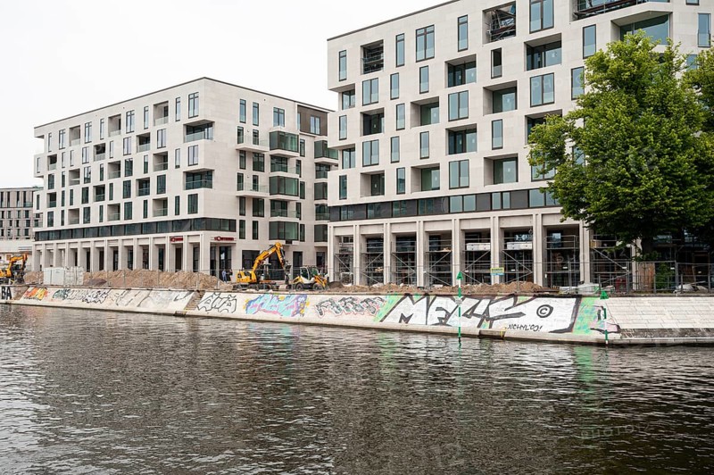 10.06.2019, Berlin, Germany, Europe, Construction site with new flats in Europacity on the banks of Humboldthafen in Berlin-Moabit, Europe
