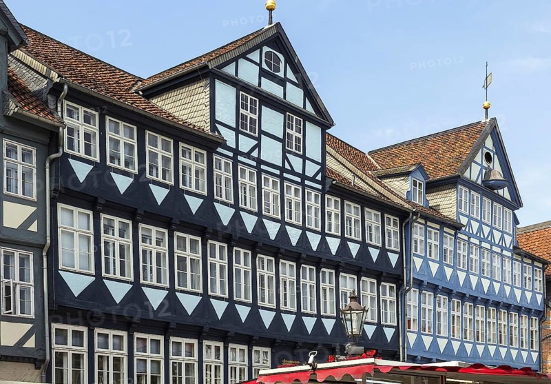 The street with ancient houses in the downtown of Wolfenbuttel, Germany, Europe