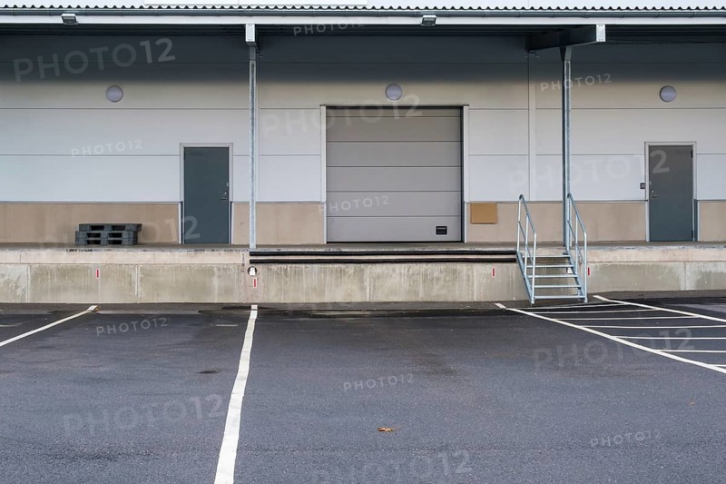 Loading dock for trucks at a industrial building