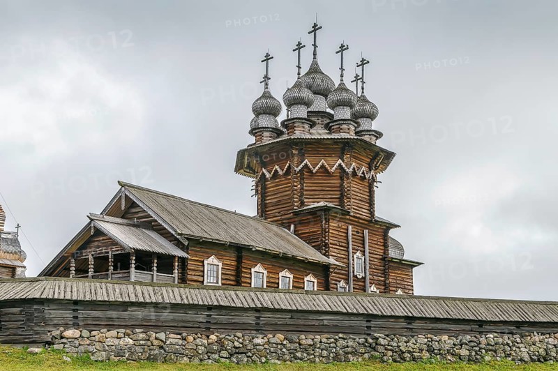 Historical site dating from the 17th century on Kizhi island, Russia. Church of the Intercession of the Virgin