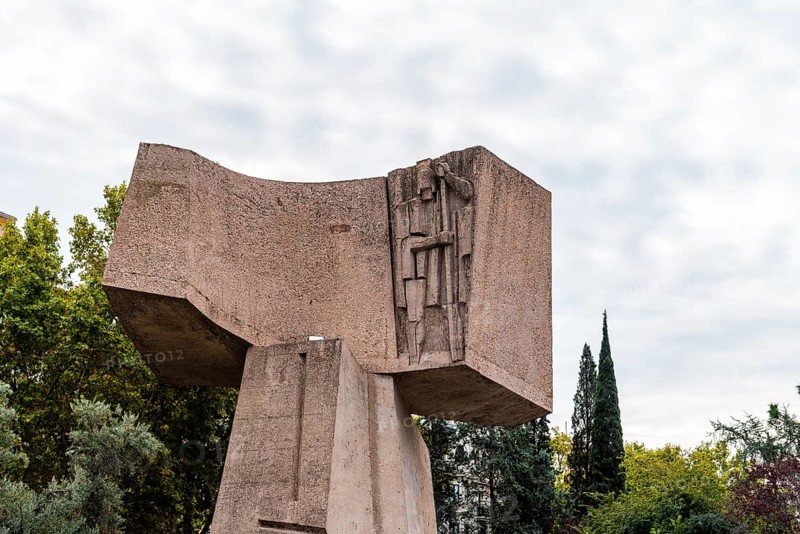 Madrid, Spain, October 16, 2021: Jardines del Descubrimiento or Discovery of America Garden. The park is dedicated to the discovery of America in the Square of Colon, Europe