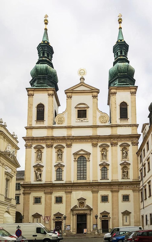 The Jesuit Church, also known as the University Church is double-tower church in Vienna, Austria. Influenced by early Baroque principles, the church was remodeled between 1703 and 1705