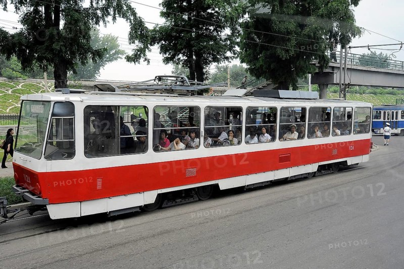 09.08.2012, Pyongyang, North Korea, Asia, People in a crowded tram in the centre of the North Korean capital, Asia