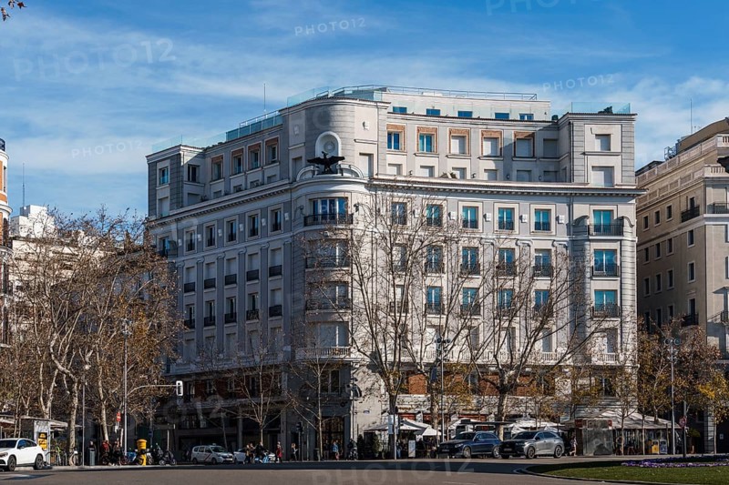 Madrid, Spain, January 28, 2024: Luxury residential buildings in Plaza de la Independencia, Europe