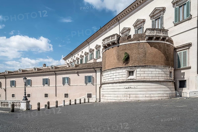 Rome, Italy, August 18, 2016: The Quirinal Palace a sunny summer day. It is a historic building in Rome, official residence of the President of the Italian Republic, Europe