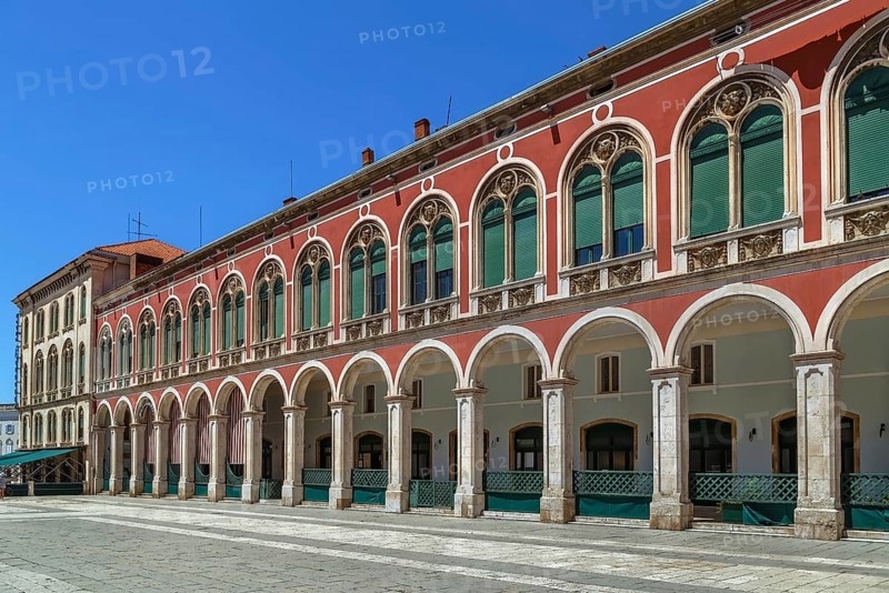 Colonnade resembling Venetians on Republic Square, Split, Croatia, Europe