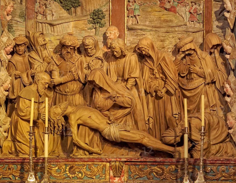 Beautiful altarpiece in the Mondragon Chapel of the Cathedral, Santiago de Compostela, Galicia, Spain, Europe