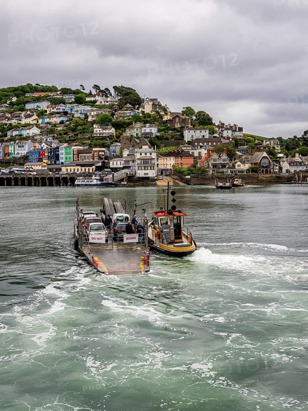 Dartmouth, Devon, England, UK, May 26, 2022: The Lower Ferry crosses the River Dart on its way to Kingswear