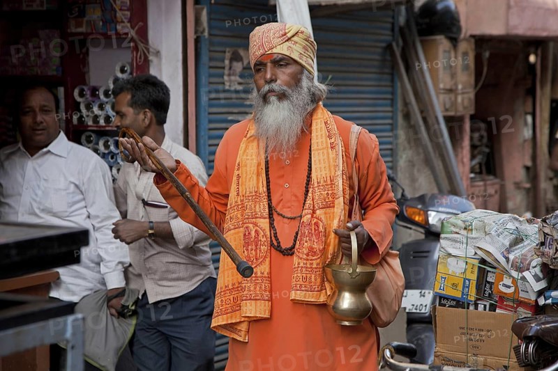 Hare Krishna follower in the streets of Jaipur, Rajasthan, India, Asia