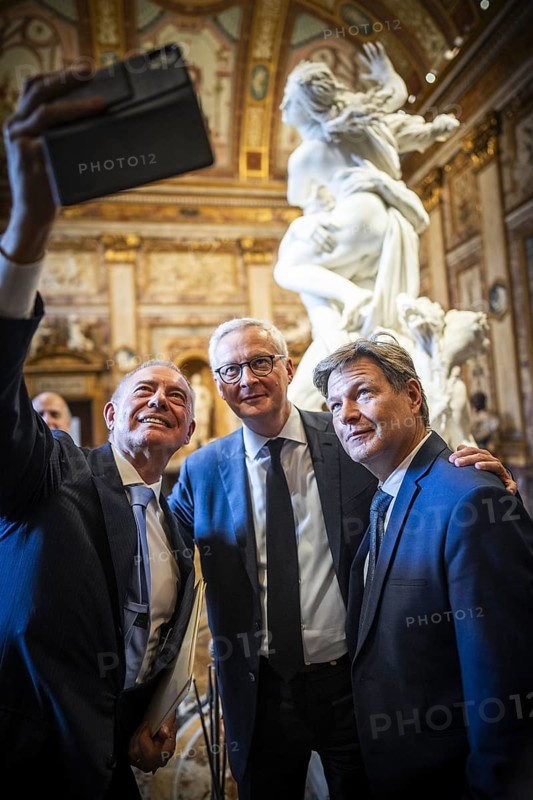 Trip by the Federal Minister for Economic Affairs and Vice-Chancellor Robert Habeck to Rome on 30 October 2023. Meeting with his Italian and French counterparts Urso and Le Maire. Lunch at the Galleria Borghese, Rome, Italy, Europe
