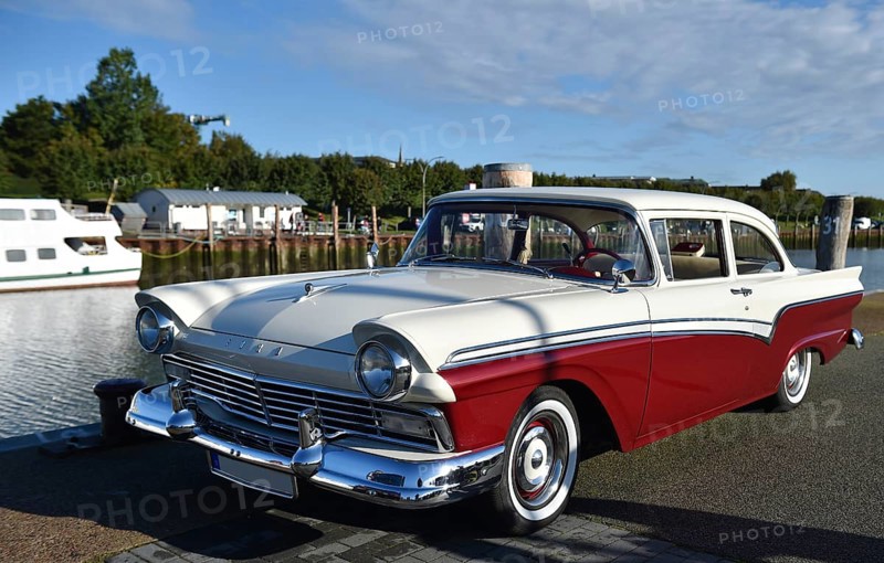 Ford Custom 300 Sedan, Model A7 (1957) at a classic car meeting in Büsum, Germany, Europe