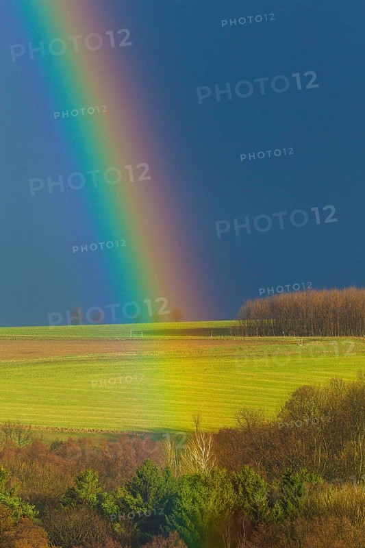 Rainbow on the outskirts of Dresden, the changeable weather already brings the harbingers of April, after cooling down rain and storm followed