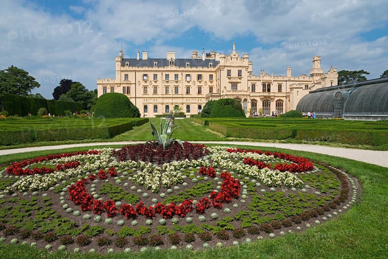 Lednice Castle, Lednice, Eisgrub, Breclav, Jihomoravský kraj, part of the Lednice-Valtice Cultural Landscape, UNESCO World Heritage Site, South Moravia, Czech Republic, Europe