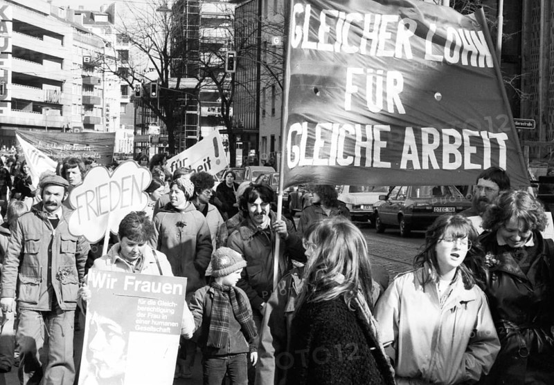 Equal pay was one of the main demands of woman at the International Women's Day demonstration in Düsseldorf, Germany on 08.03.1980
