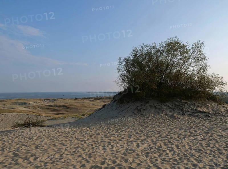 The Parnidis Dune in the Curonian Spit National Park is one of the largest shifting sand dunes in Europe. In the background the Curonian Lagoon, Parnidis Dune, Nida, Curonian Spit, Lithuania, Europe