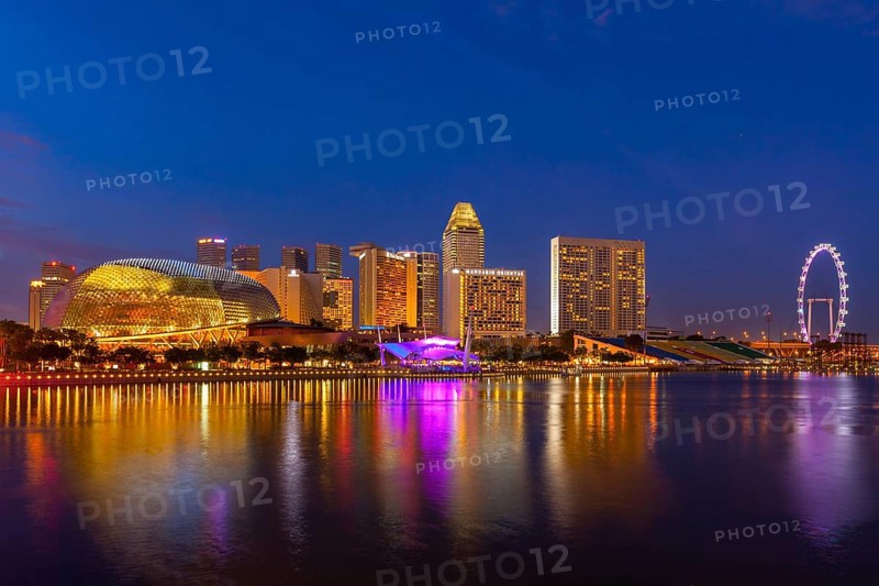 Singapore cityscape skyline night panorama