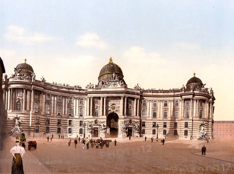 The Hofburg Imperial Palace, Vienna, Austria, c. 1890, Historic, digitally restored reproduction from a 19th century original, The Hofburg, Vienna, Austria, c. 1890, Historic, digitally restored reproduction from a 19th century original, Europe