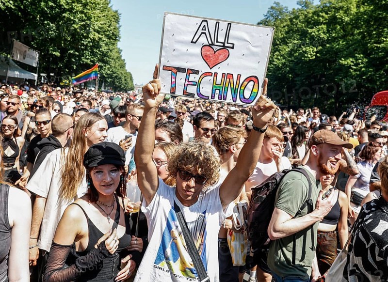 Techno fans celebrate in Berlin Rave the Planet, Berlin, 08.07.2023