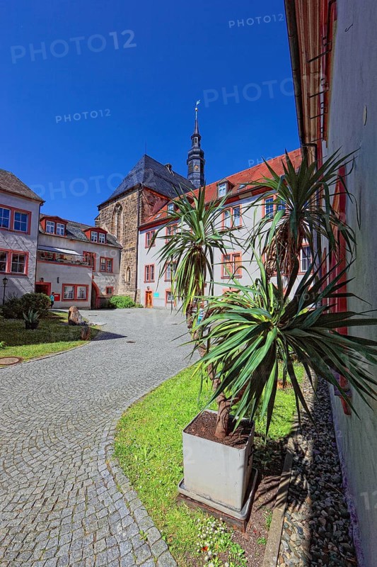 Inner courtyard of Himmelkron Monastery, Kulmbach district, Upper Franconia, Bavaria, Germany, Europe