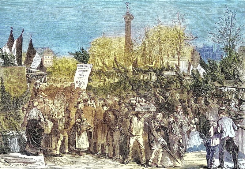 Ham Market on Boulevard Bourdon, 1869, Paris, France, Historic, digitally restored reproduction of a 19th century original, Europe