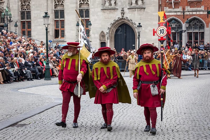 BRUGES, BELGIUM, MAY 17: Annual Procession of the Holy Blood on Ascension Day. Locals perform an historical reenactment and dramatizations of Biblical events. May 17, 2012 in Bruges (Brugge), Belgium, Europe