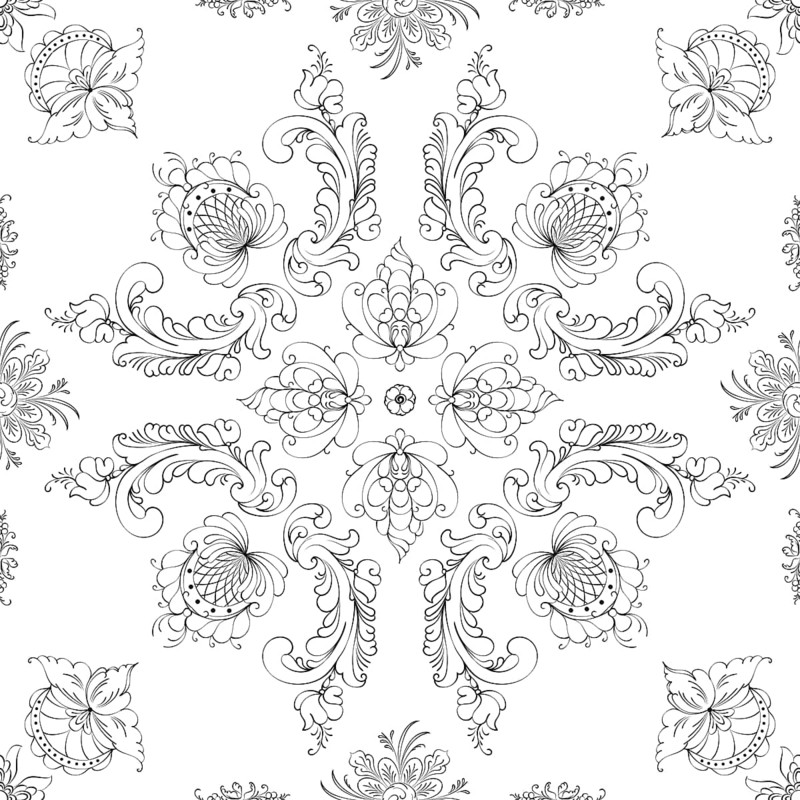 Hand drawn seamless floral pattern on a white background, vector textile template