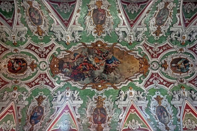 Ceiling fresco in the Basílica de Nossa Senhora dos Mártires, Chiado district, Lisbon, Portugal, Europe