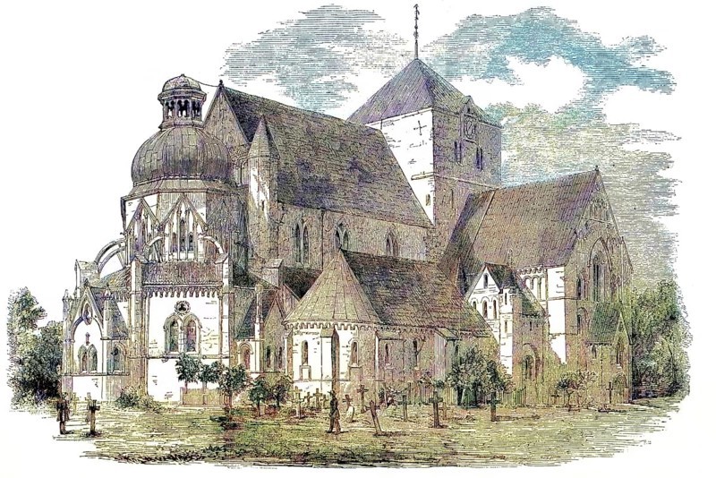 The Nidaros Cathedral, Cathedral, of Drontheim, Trontheim, in a historical view from 1868, Norway, Historical, digitally restored reproduction of a 19th century original, exact original date unknown, Europe