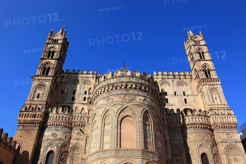 City of Palermo, the Cathedral Maria Santissima Assunta, the east side shows the original character of the Norman Cathedral, UNESCO World Heritage Site, Sicily, Italy, Europe