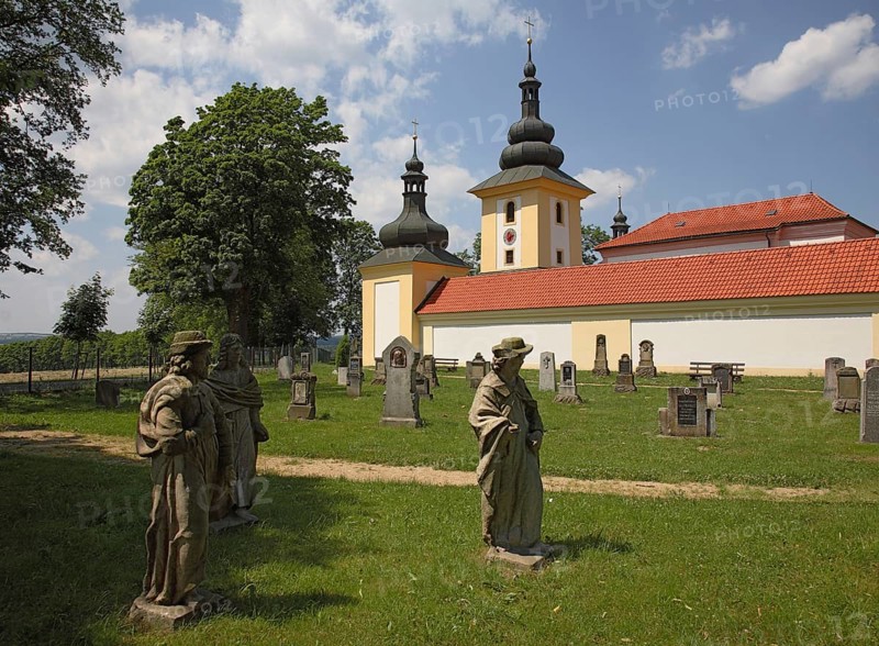 Apostle group in the historical cemetery of the pilgrimage church of Maria Loreto in Starý Hroznatov, Altkinsberg, Cheb district, Cheb, Bohemia, Chebia, Czech Republic, Europe
