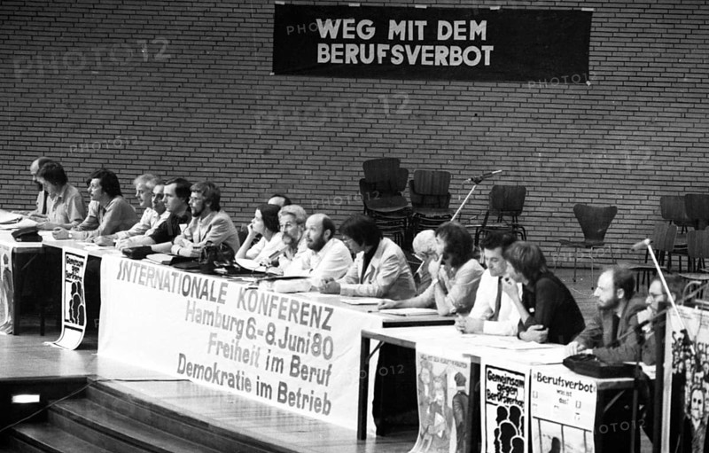 The International Conference of the Victims of the Radical Decree, which led to the banning of teachers, railway workers and other public service employees, 6 June 1980 in Hamburg, Germany, Europe