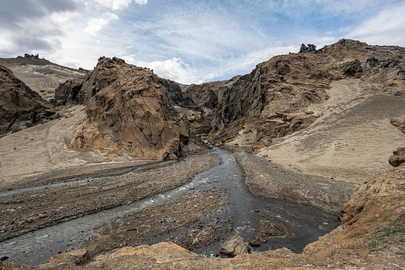 Drekagil, gorge in the crater rim of Askja volcano, Dyngjufjöll mountain massif, Icelandic highlands, Vatnajökull National Park, Iceland, Europe