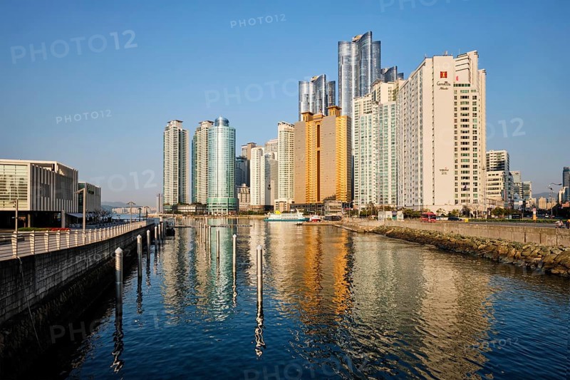 BUSAN, SOUTH KOREA, APRIL 13, 2017: Marine city expensive and prestigious residential area skyscrapers in Busan, South Korea, Asia
