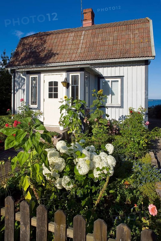 Wooden house with front garden in the small place, village, village, swedish, lovely, living, rural, Kristianopel in Kalmarsund